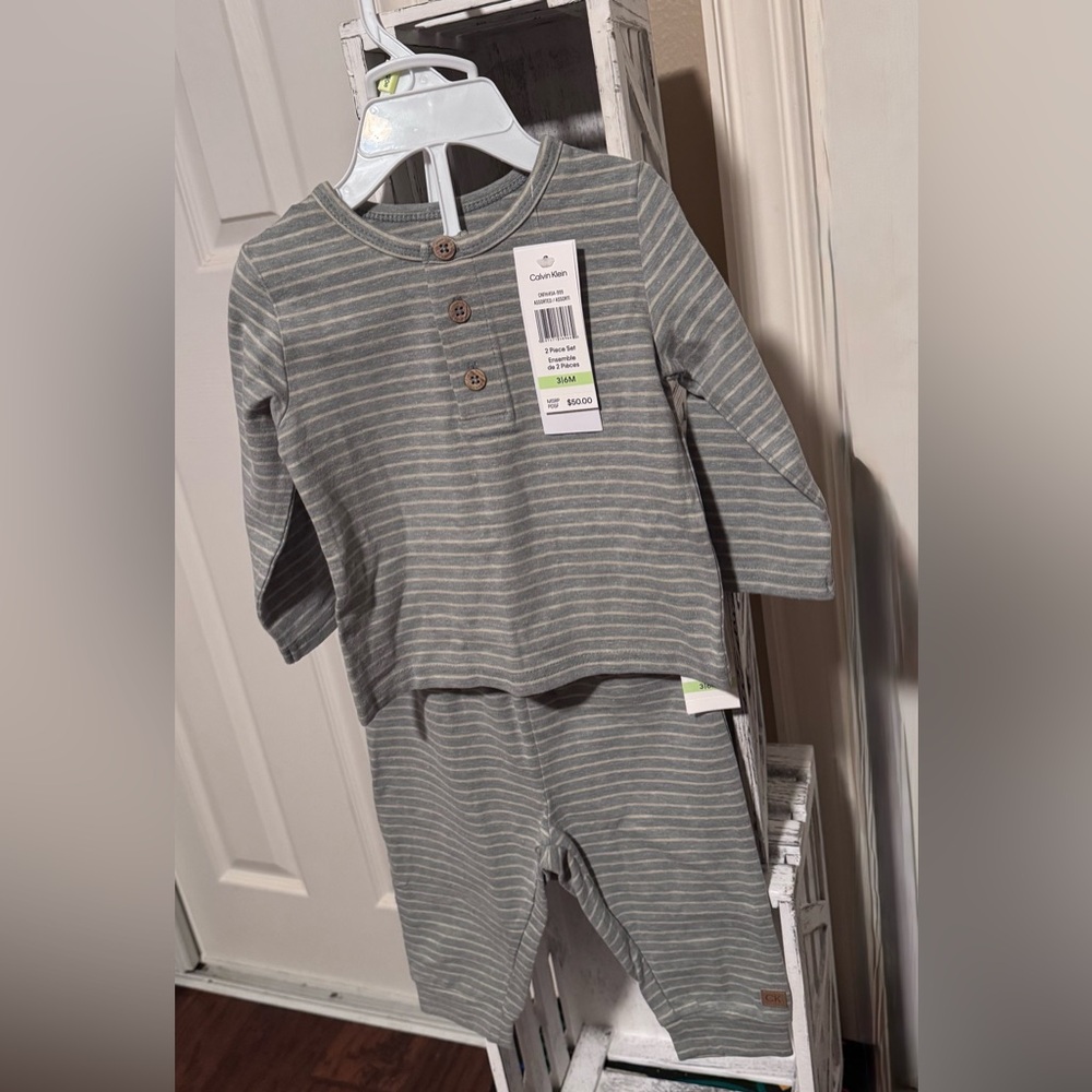 Calvin Klein Green Striped Baby Set
